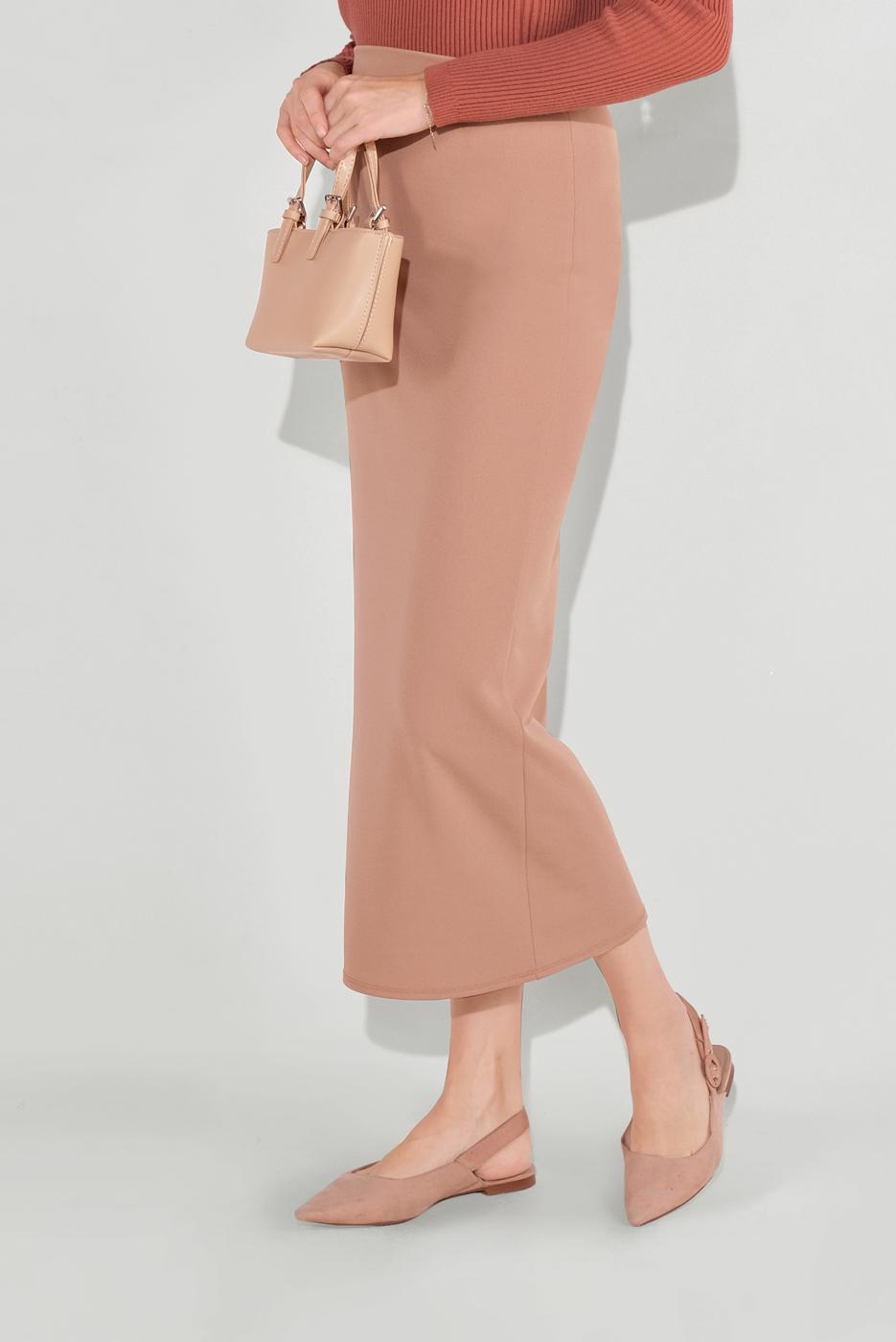 Tesettür giyim KAHVE LİKRALI KALEM ETEK 7106