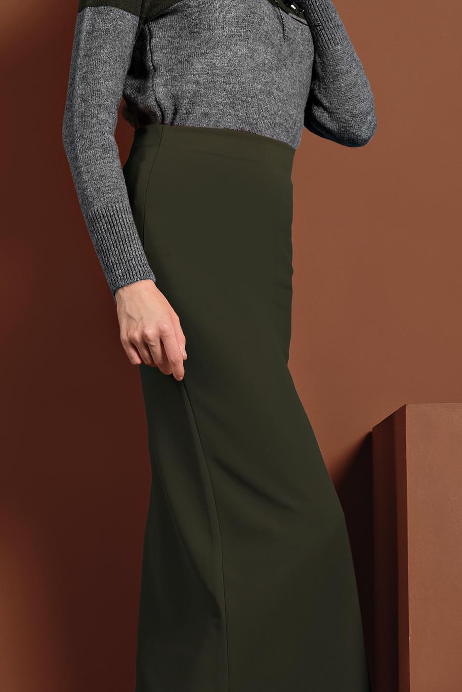 Vêtements hijab KAKI JUPE FOURREAU À LYCRA 7106