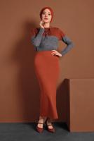 Hijab clothing BROWN LYCRA TUBE SKIRT 7106 