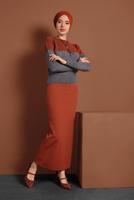 Hijab clothing BROWN LYCRA TUBE SKIRT 7106 