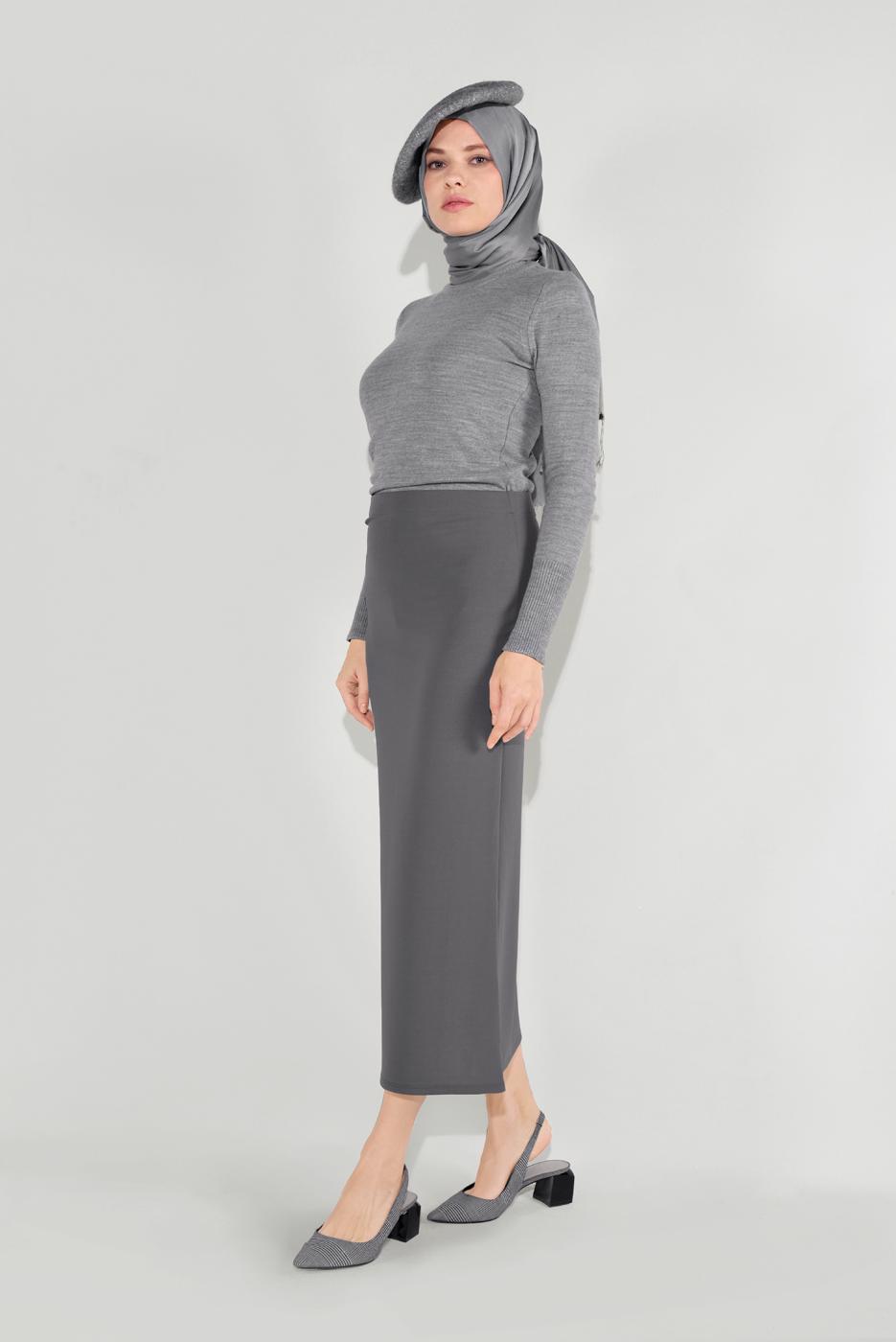 Hijab clothing GREY LYCRA TUBE SKIRT 7106 