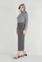 Hijab clothing GREY LYCRA TUBE SKIRT 7106 