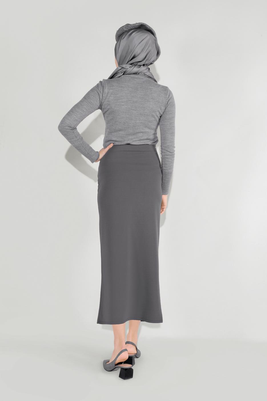 Hijab clothing GREY LYCRA TUBE SKIRT 7106 