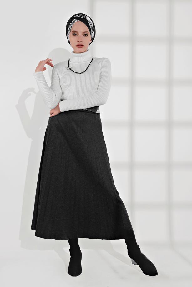 Hijab clothing  ELASTIC-WAIST PLEATED SKIRT 8106  - TRENDTESETTÜR