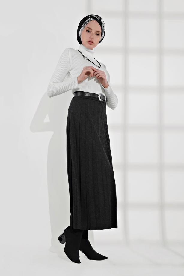 Hijab clothing  ELASTIC-WAIST PLEATED SKIRT 8106  - TRENDTESETTÜR