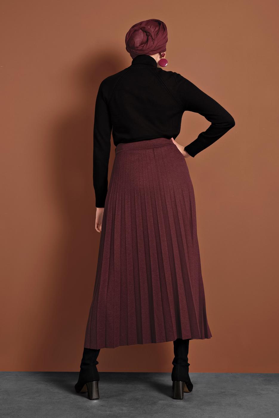 Vêtements hijab ROUGE BORDEAUX JUPE PLISSÉE	À TAILLE-ÉLASTIQUE 8106 