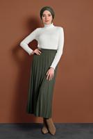 Vêtements hijab KAKI JUPE PLISSÉE	À TAILLE-ÉLASTIQUE 8106 