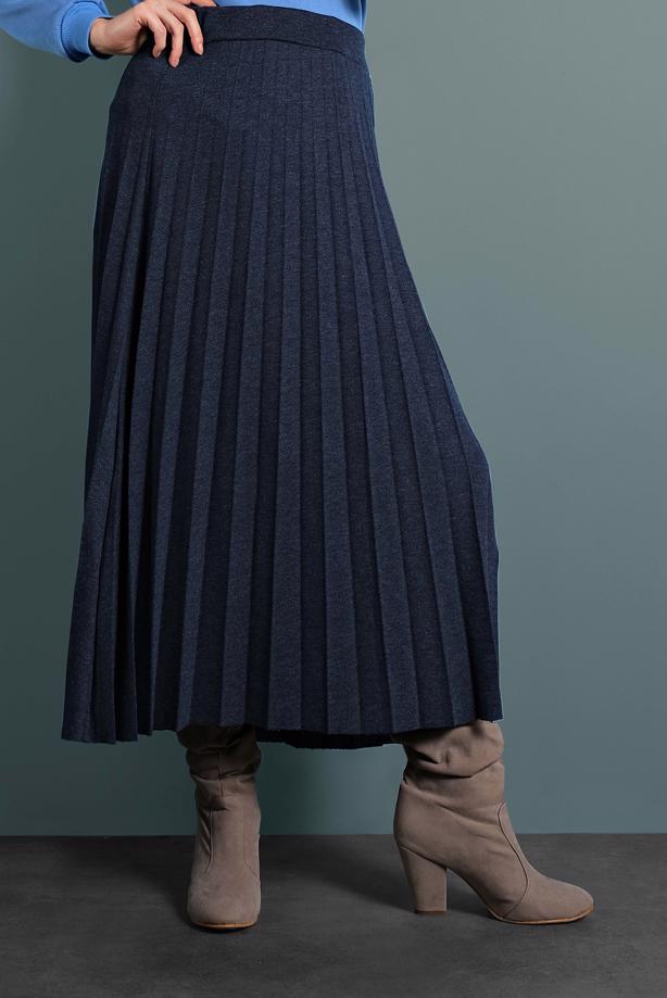 Tesettür giyim  BELİ LASTİKLİ PİLELİ ETEK 8106 - TRENDTESETTÜR