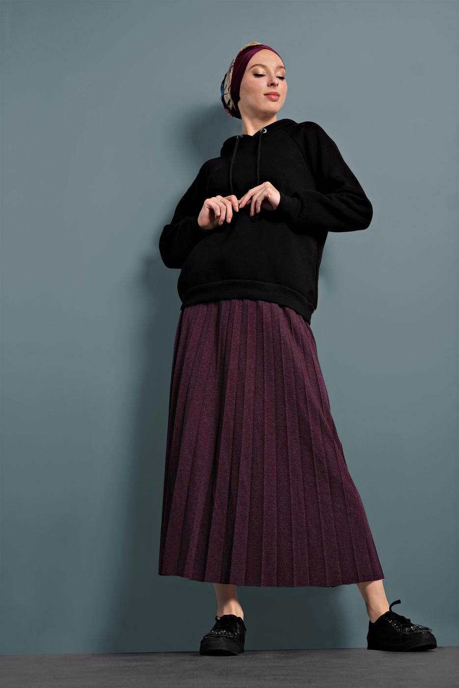 Vêtements hijab PRUNE JUPE PLISSÉE	À TAILLE-ÉLASTIQUE 8106 