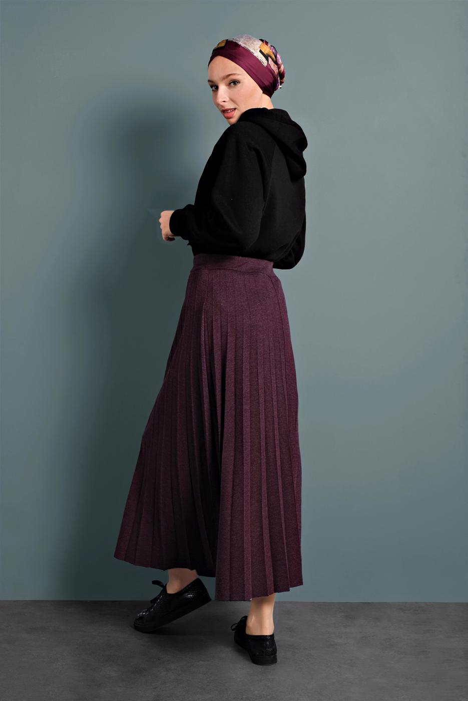 Vêtements hijab PRUNE JUPE PLISSÉE	À TAILLE-ÉLASTIQUE 8106 