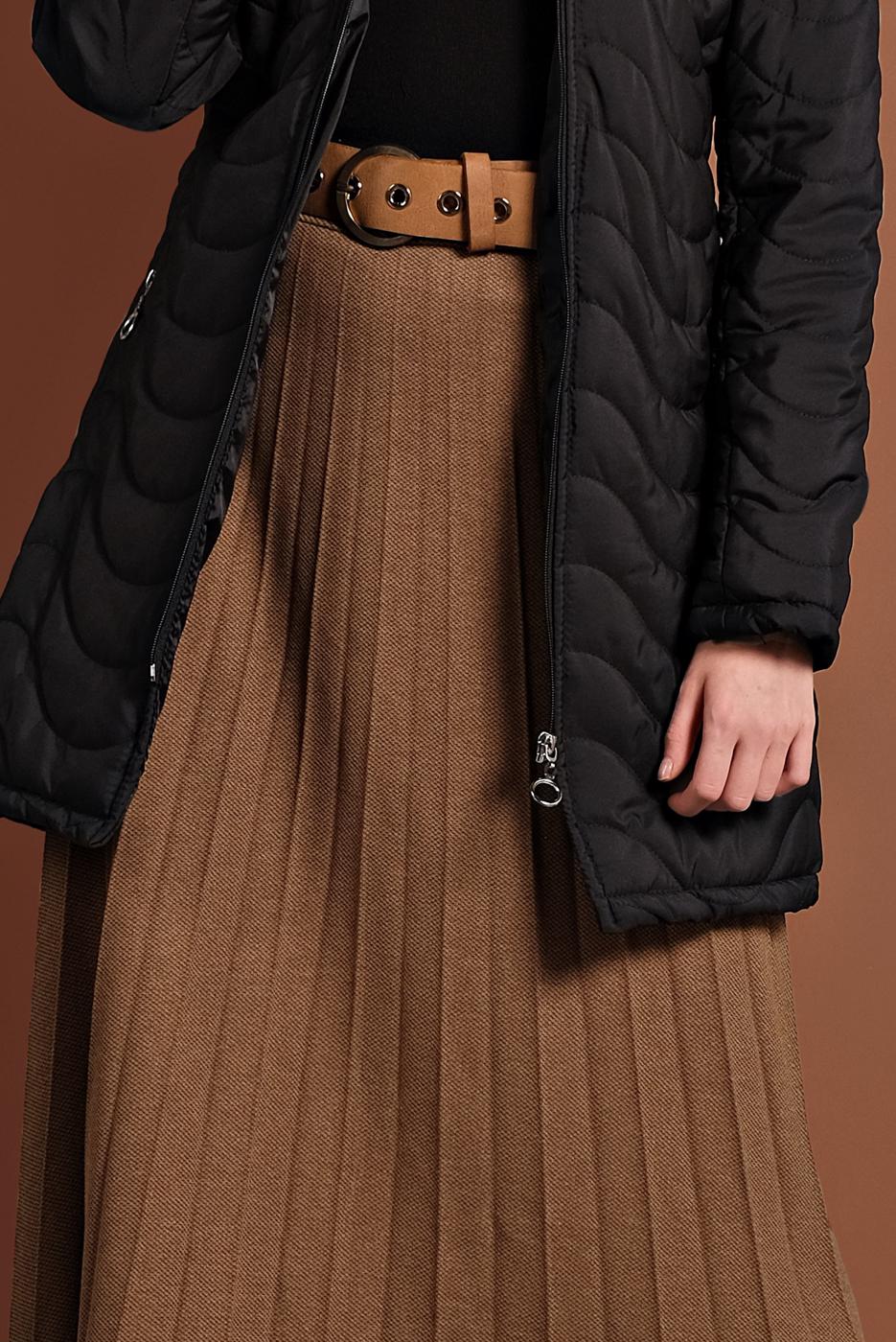 Tesettür giyim TABA BELİ LASTİKLİ PİLELİ ETEK 8106