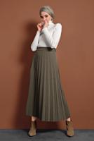 Tesettür giyim VİZON BELİ LASTİKLİ PİLELİ ETEK 8106