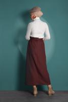 Vêtements hijab BRUN JUPE À TAILLE-ÉLASTIQUE AVEC CEINTURE 8909 