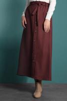 Vêtements hijab BRUN JUPE À TAILLE-ÉLASTIQUE AVEC CEINTURE 8909 