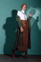 Hijab clothing TABA BELTED BUTTONED ELASTIC SKIRT 8909 