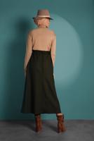 Vêtements hijab KAKI JUPE À TAILLE-ÉLASTIQUE AVEC CEINTURE 8909 