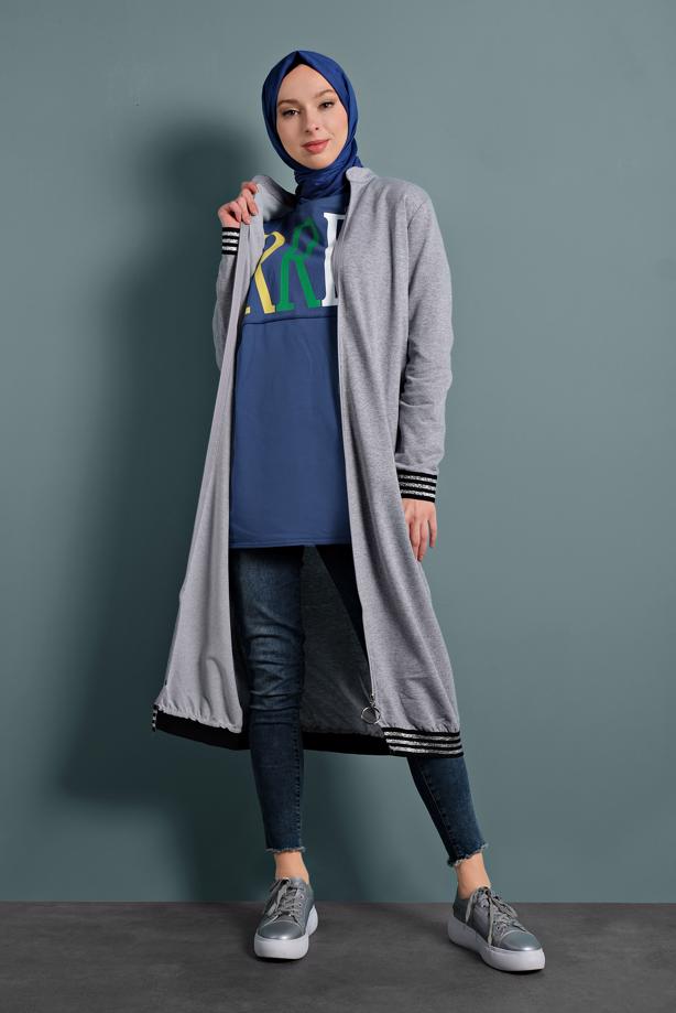 Vêtements hijab GRIS PARDESSUS SPORT EN BRILLANT 247 - TRENDTESETTÜR