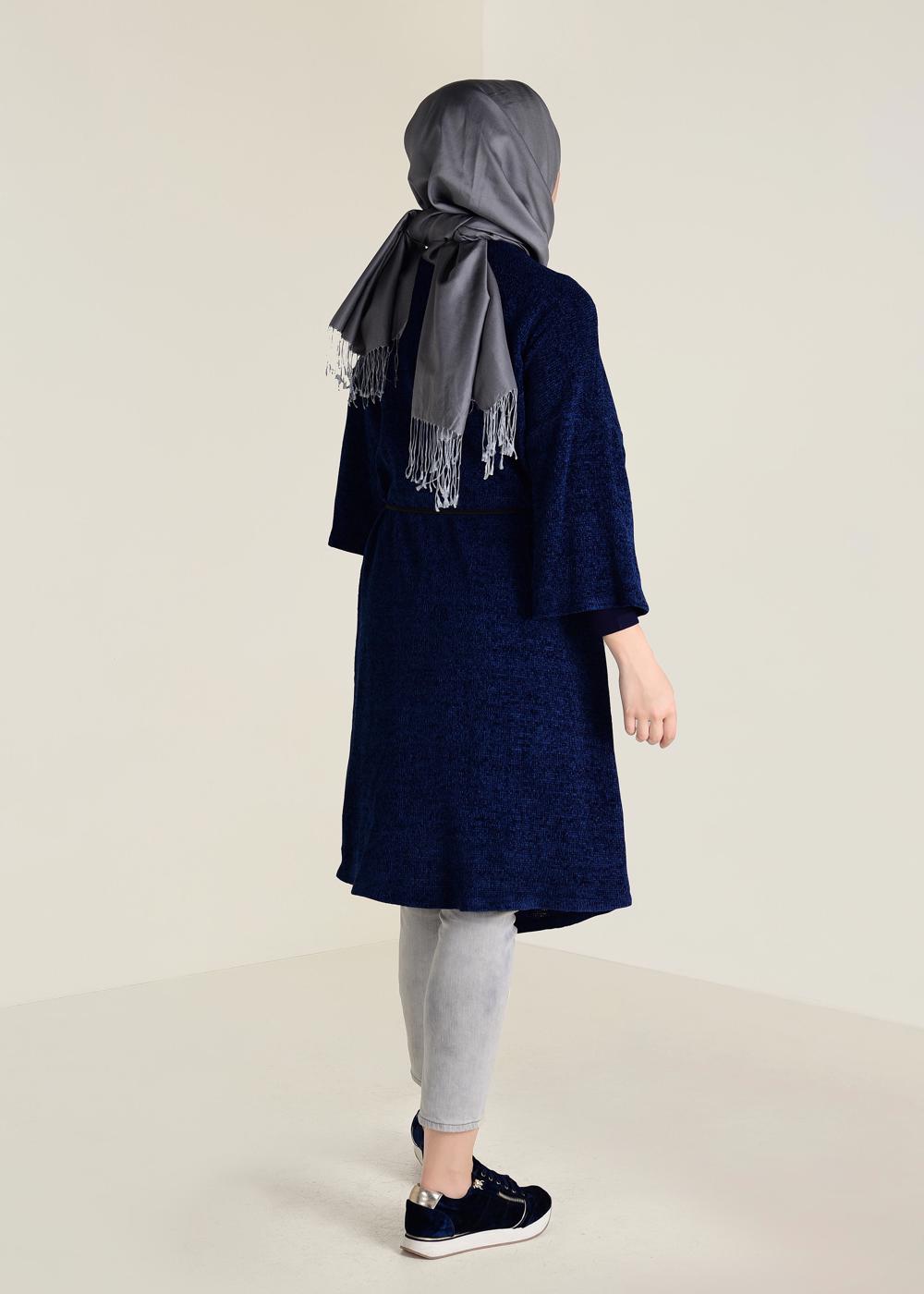 Tesettür giyim LACİVERT SALAŞ TRİKO HIRKA 4657