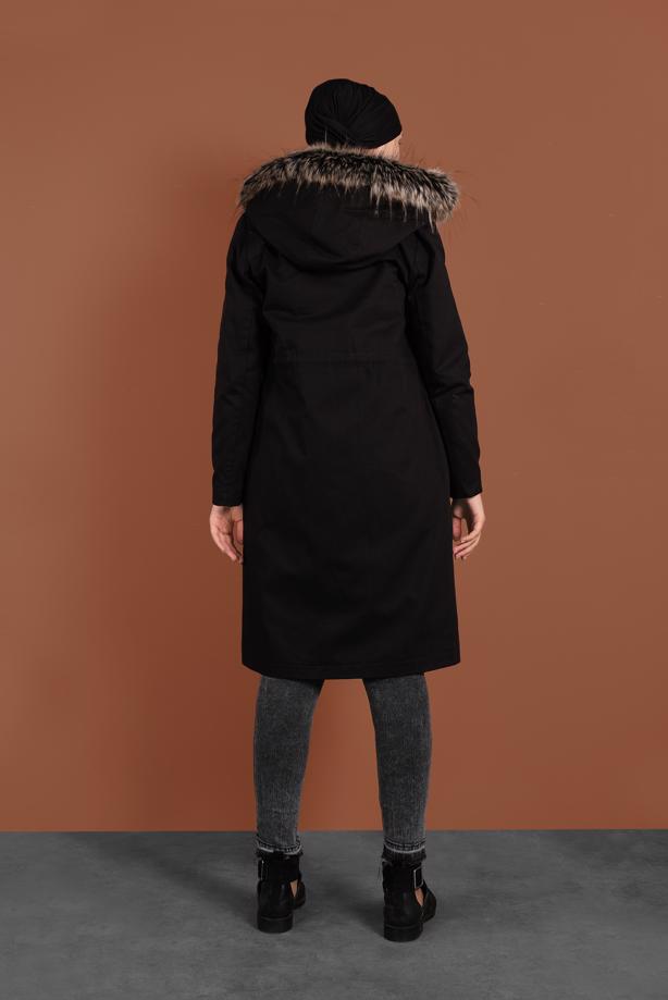 Hijab clothing  HOODED SMOCKED-WAIST COAT 51502 - TRENDTESETTÜR