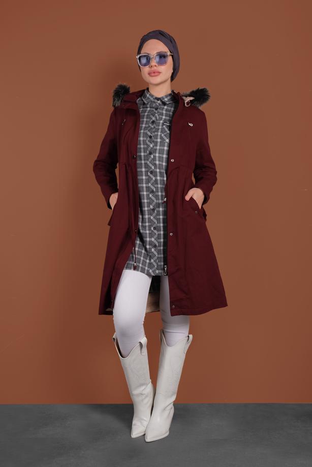Vêtements hijab  HOODED SMOCKED-WAIST COAT 51502 - TRENDTESETTÜR