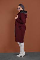 Vêtements hijab ROUGE BORDEAUX CABAN TAILLE-BOULLIONNÉE À CAPUCHE 51502 