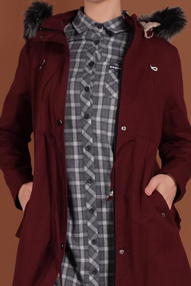 Vêtements hijab  HOODED SMOCKED-WAIST COAT 51502 - TRENDTESETTÜR