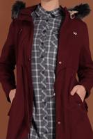 Vêtements hijab ROUGE BORDEAUX CABAN TAILLE-BOULLIONNÉE À CAPUCHE 51502 