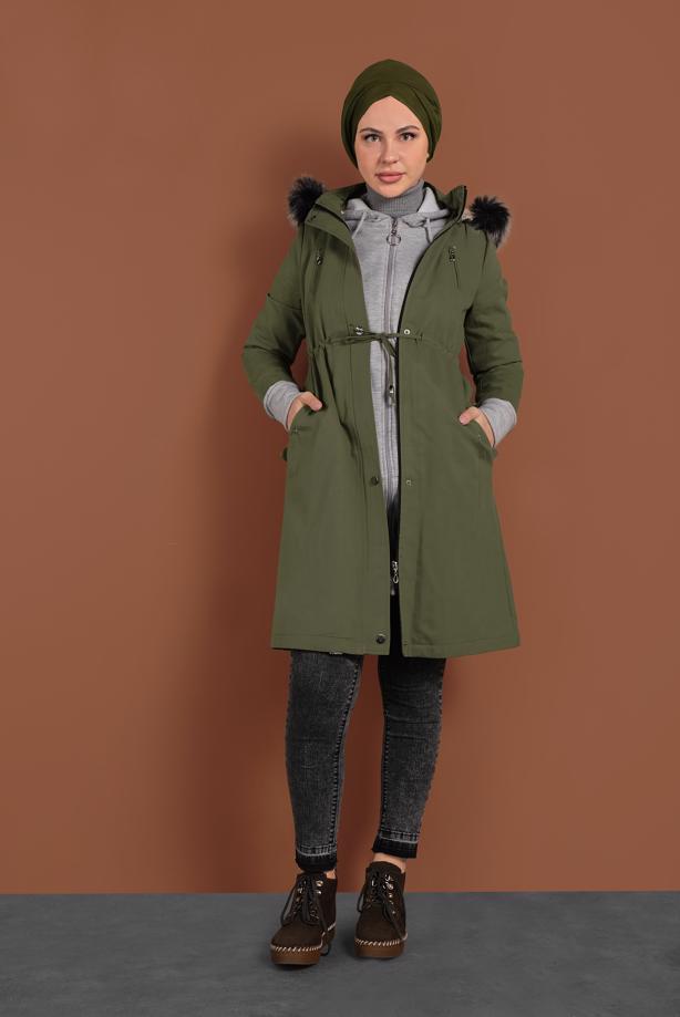 Vêtements hijab  HOODED SMOCKED-WAIST COAT 51502 - TRENDTESETTÜR