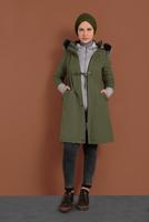 Vêtements hijab KAKI CABAN TAILLE-BOULLIONNÉE À CAPUCHE 51502 