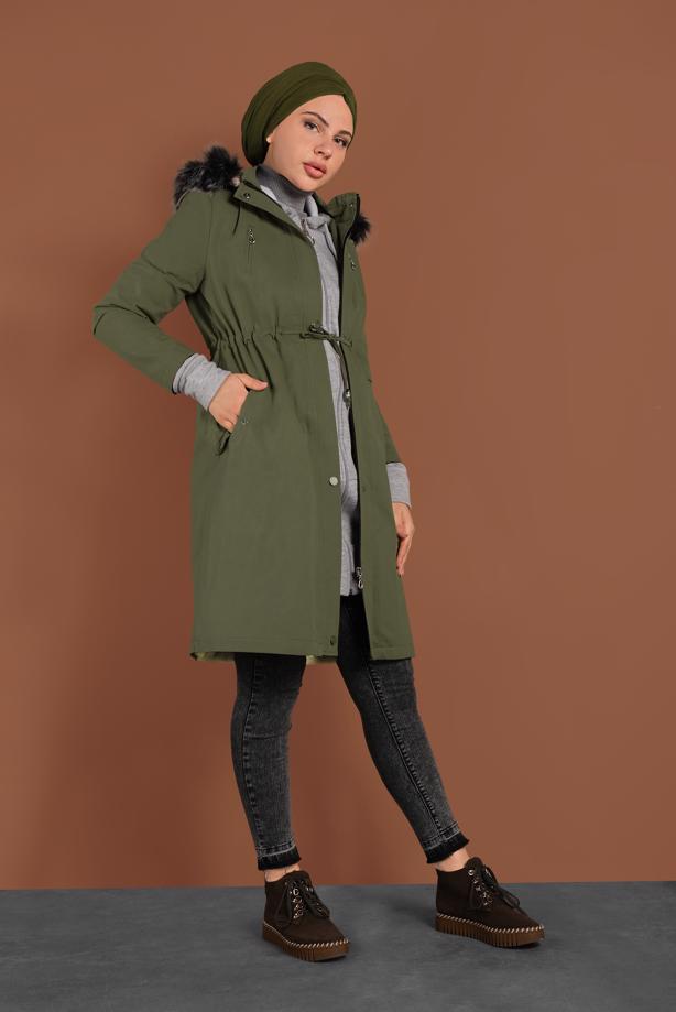 Vêtements hijab  HOODED SMOCKED-WAIST COAT 51502 - TRENDTESETTÜR