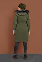 Vêtements hijab KAKI CABAN TAILLE-BOULLIONNÉE À CAPUCHE 51502 