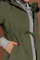 Vêtements hijab KAKI CABAN TAILLE-BOULLIONNÉE À CAPUCHE 51502 