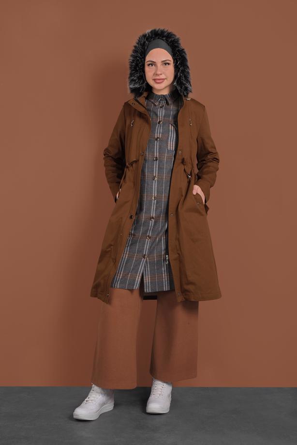 Vêtements hijab  HOODED SMOCKED-WAIST COAT 51502 - TRENDTESETTÜR