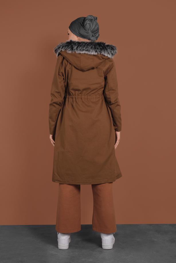 Vêtements hijab  HOODED SMOCKED-WAIST COAT 51502 - TRENDTESETTÜR