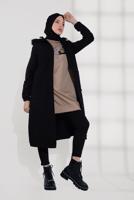 Tesettür giyim SİYAH PAMUKLU FERMUARLI KABAN 1002