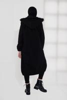 Tesettür giyim SİYAH PAMUKLU FERMUARLI KABAN 1002