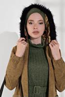 Tesettür giyim TURUNCU PAMUKLU FERMUARLI KABAN 1002