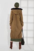 Tesettür giyim TURUNCU PAMUKLU FERMUARLI KABAN 1002