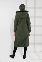 Tesettür giyim HAKİ PAMUKLU FERMUARLI KABAN 1002