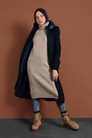 Tesettür giyim LACİVERT PAMUKLU FERMUARLI KABAN 1002