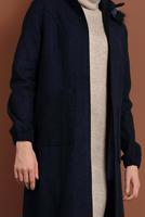 Tesettür giyim LACİVERT PAMUKLU FERMUARLI KABAN 1002