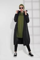 Tesettür giyim GRİ PAMUKLU FERMUARLI KABAN 1002