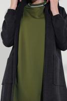 Tesettür giyim GRİ PAMUKLU FERMUARLI KABAN 1002