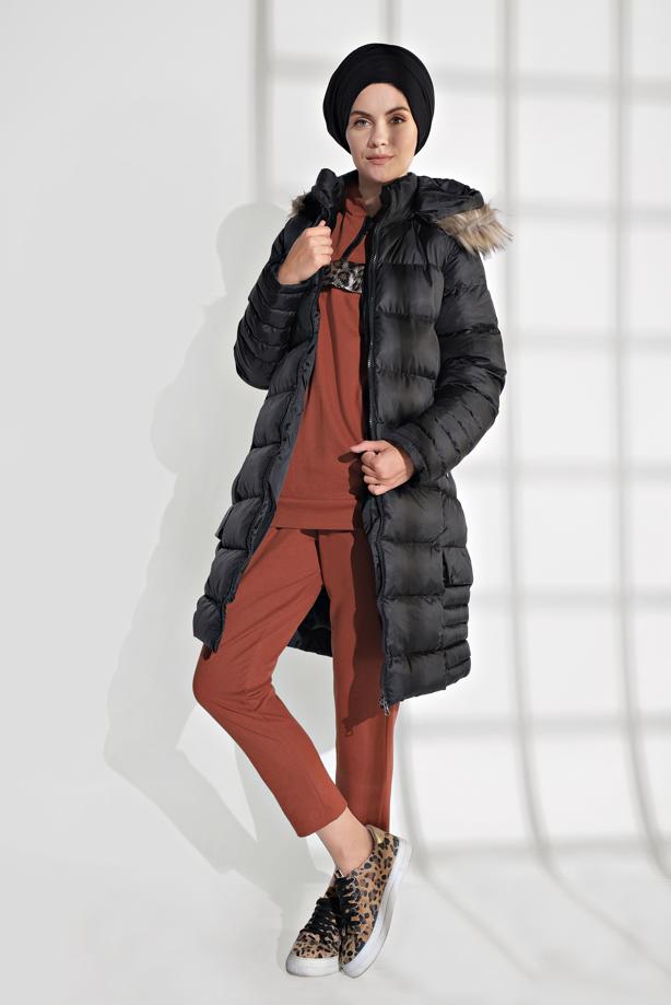 Vêtements hijab  FAUX-FUR-TRIM HOODED PUFFER COAT 1007 - TRENDTESETTÜR