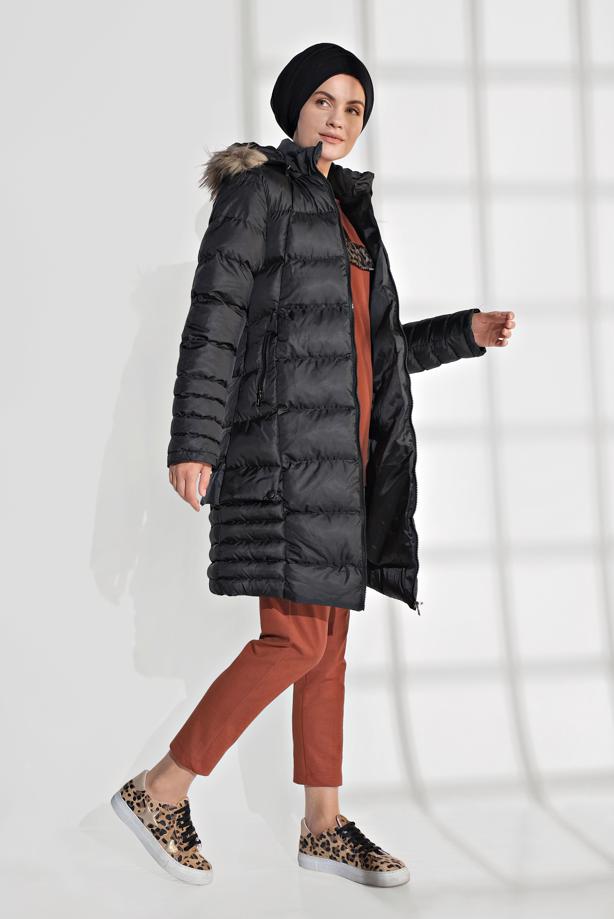 Vêtements hijab  FAUX-FUR-TRIM HOODED PUFFER COAT 1007 - TRENDTESETTÜR