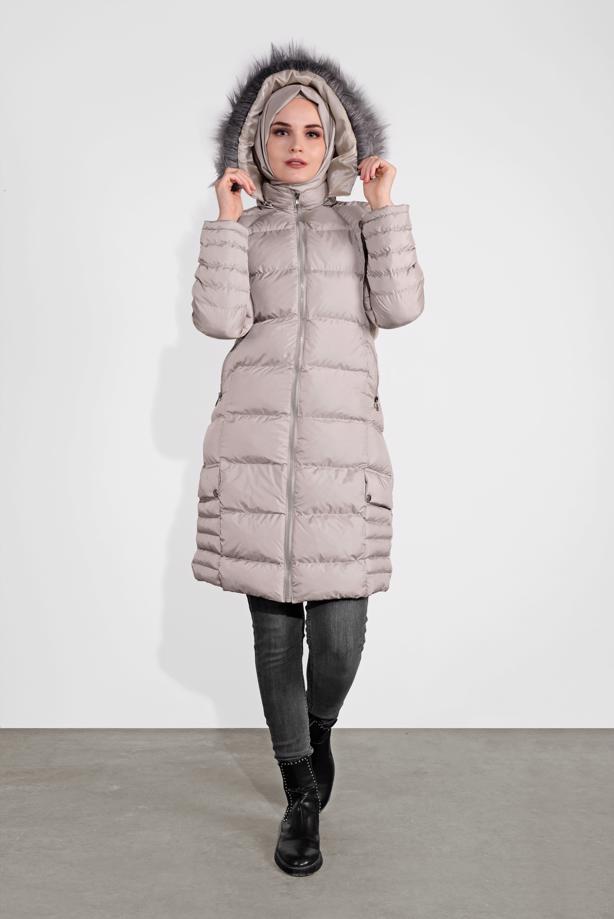 Vêtements hijab  FAUX-FUR-TRIM HOODED PUFFER COAT 1007 - TRENDTESETTÜR