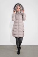 Vêtements hijab GRIS MANTEAU REMBOURRÉ À CAPUCHE EN FOURRURE 1007