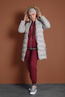 Vêtements hijab GRIS MANTEAU REMBOURRÉ À CAPUCHE EN FOURRURE 1007