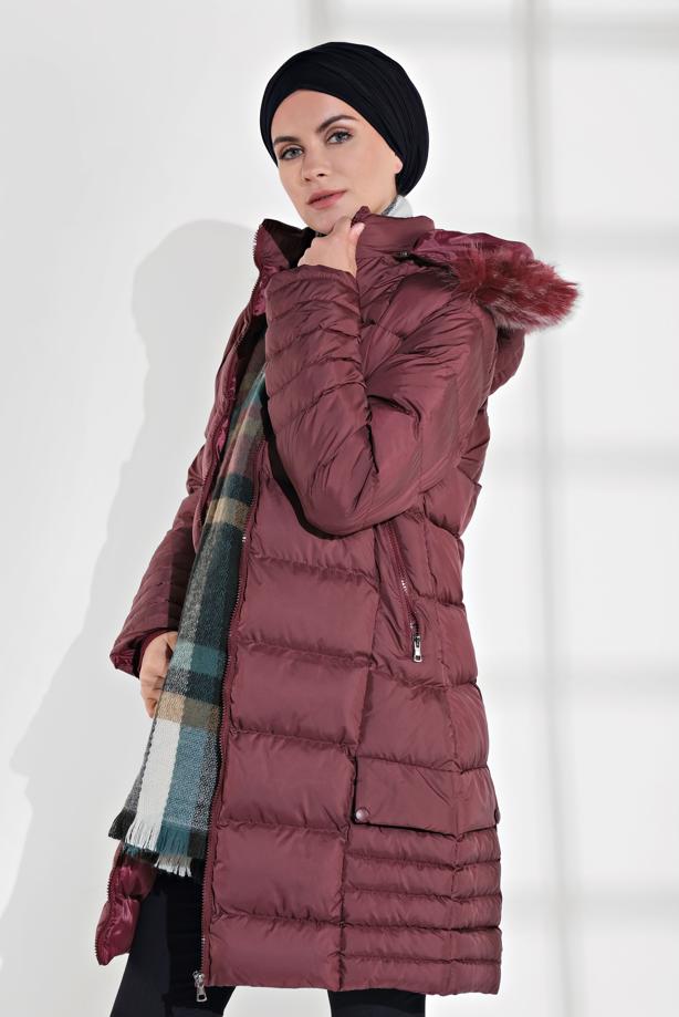 Vêtements hijab  FAUX-FUR-TRIM HOODED PUFFER COAT 1007 - TRENDTESETTÜR