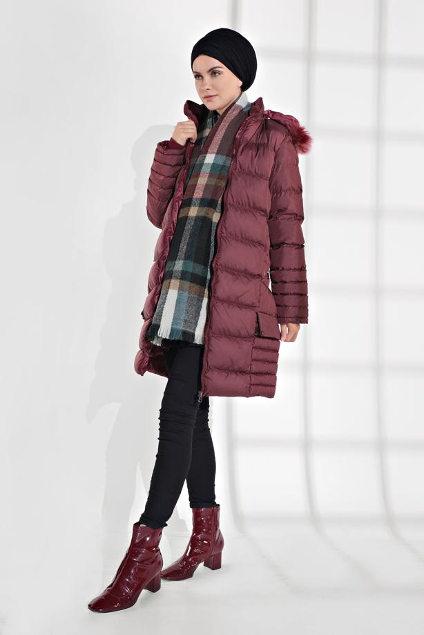 Vêtements hijab  FAUX-FUR-TRIM HOODED PUFFER COAT 1007 - TRENDTESETTÜR